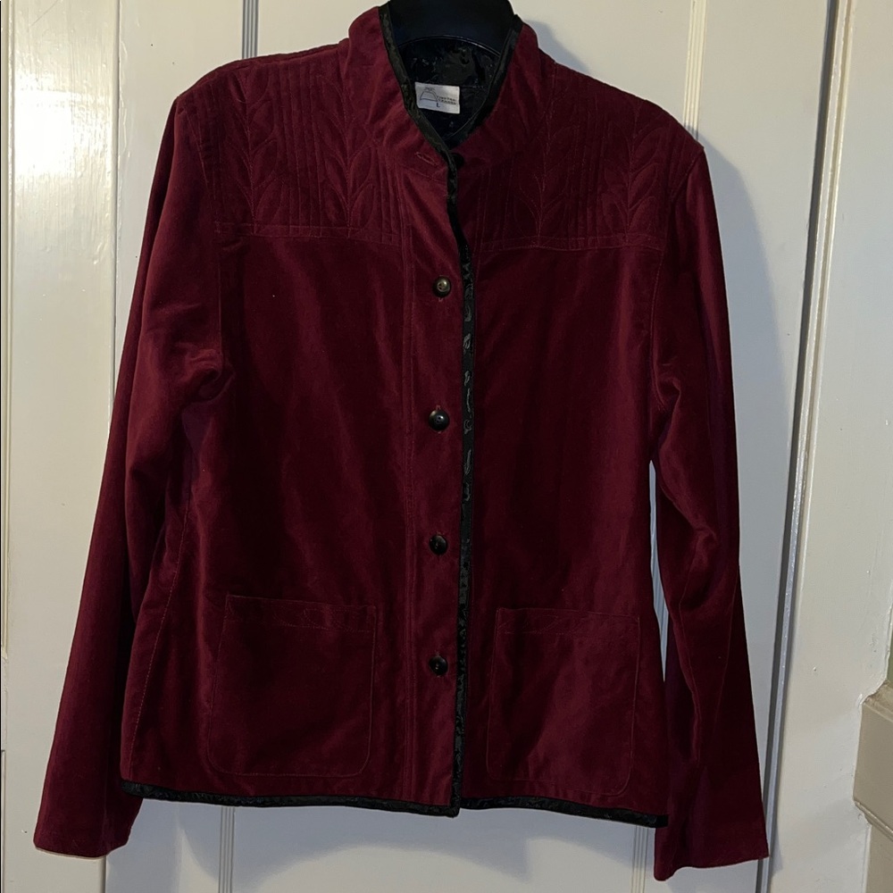 Women's Deep Red Velvet Blazer